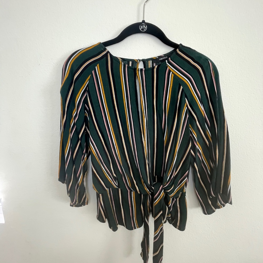 Green striped multicolored blouse